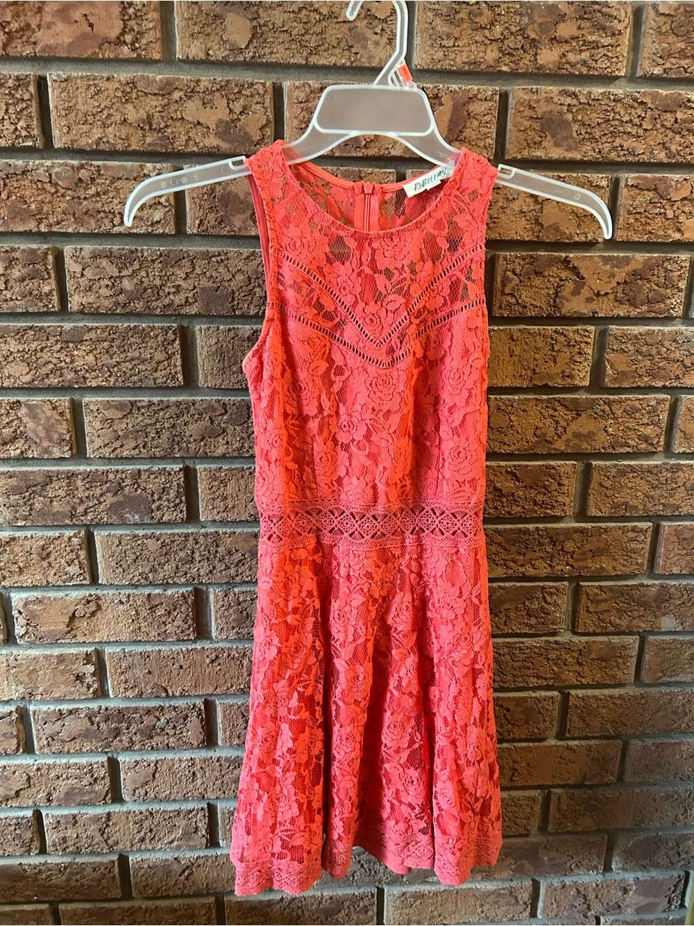 Rebellion Coral Lace Fit-and-Flare Mini Dress